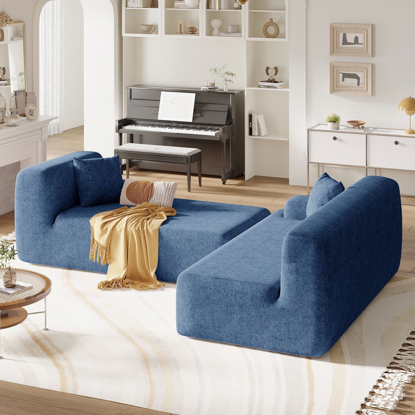 Canapé sectionnel moderne en forme de L, 2 pièces, avec assise profonde pour salon