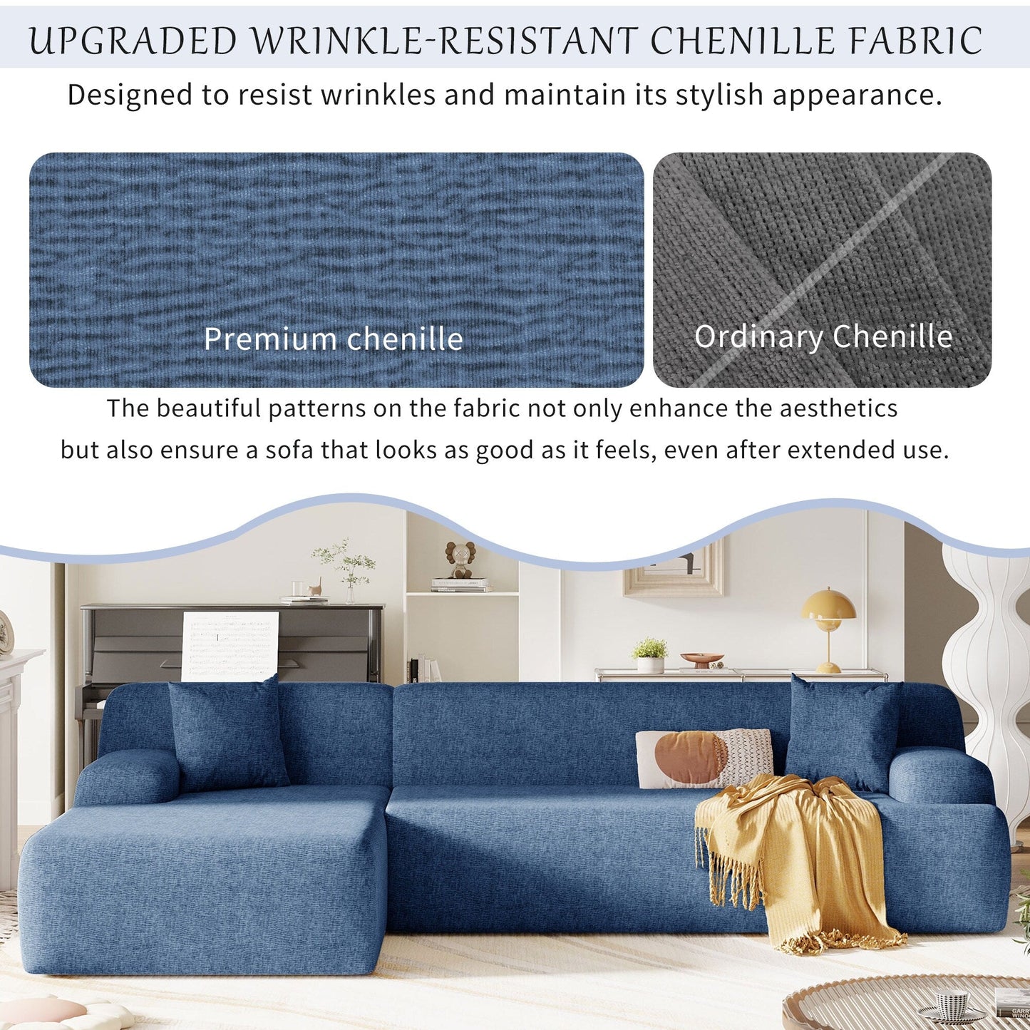 Canapé sectionnel moderne en forme de L, 2 pièces, avec assise profonde pour salon