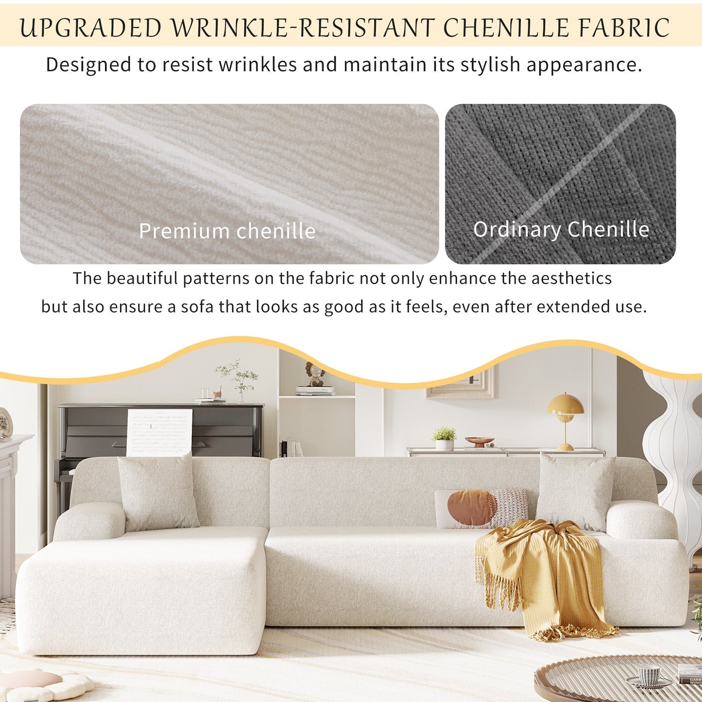 Canapé sectionnel moderne en forme de L, 2 pièces, avec assise profonde pour salon