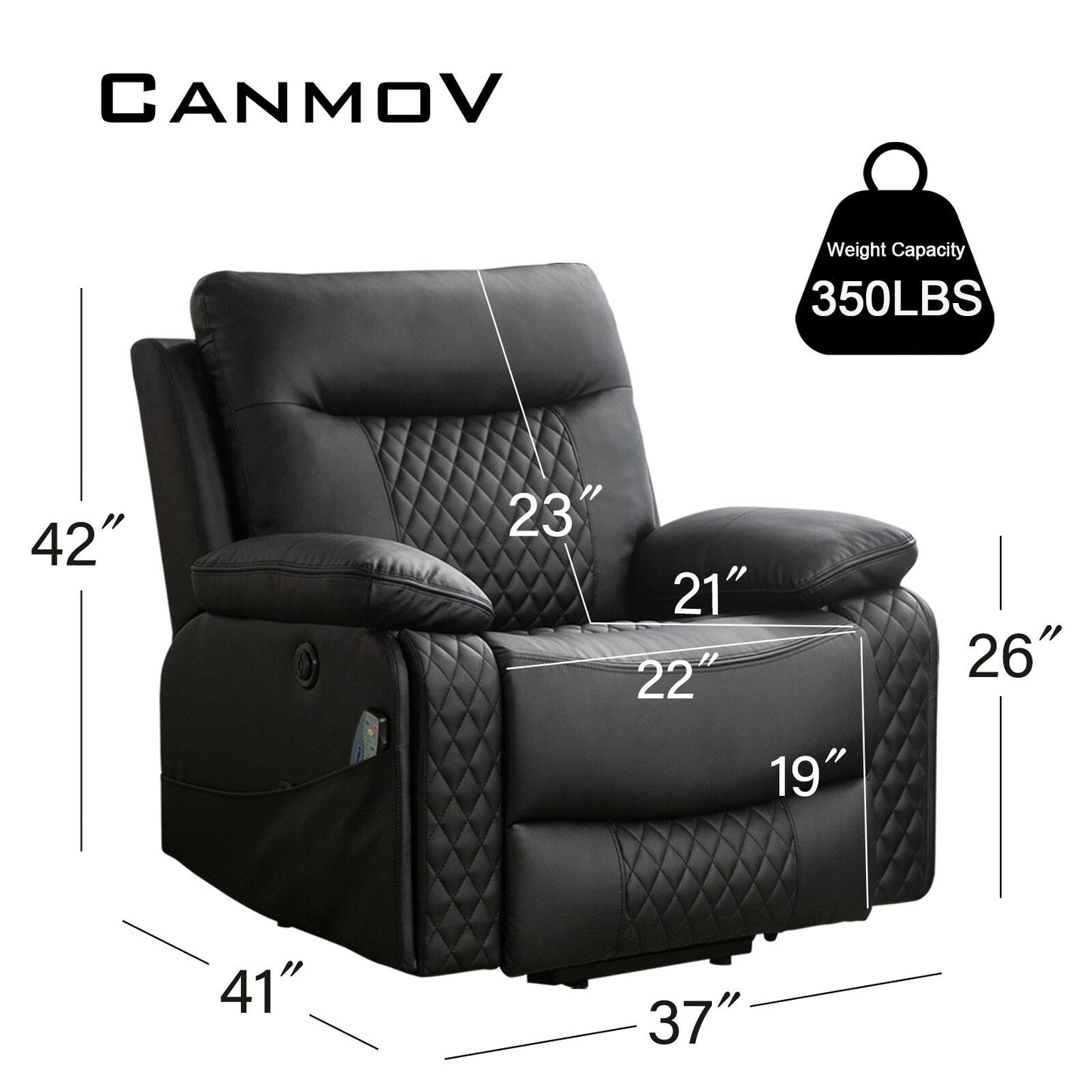 Fauteuil de massage chauffant et inclinable en cuir moderne pour personnes âgées