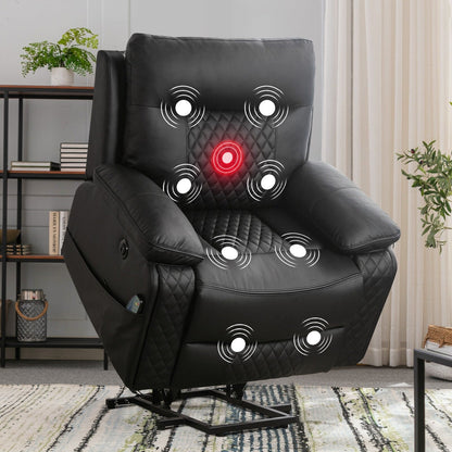 Fauteuil de massage chauffant et inclinable en cuir moderne pour personnes âgées