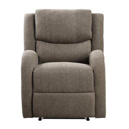 Mobilier de salon moderne 1 pièce Fauteuil inclinable électrique Revêtement en chenille marron Siège en peluche Cadre en bois massif
