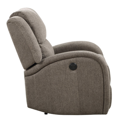 Mobilier de salon moderne 1 pièce Fauteuil inclinable électrique Revêtement en chenille marron Siège en peluche Cadre en bois massif