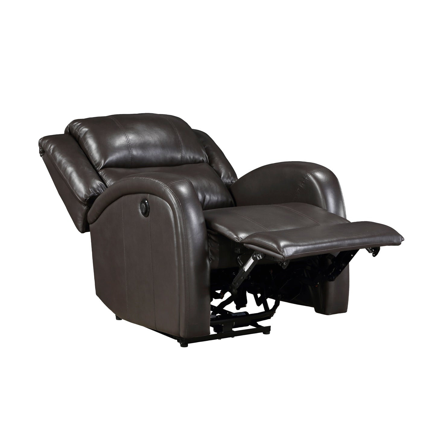 Mobilier de salon moderne 1 pièce Fauteuil inclinable électrique Revêtement en similicuir marron Siège en peluche Cadre en bois massif