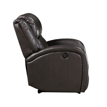 Mobilier de salon moderne 1 pièce Fauteuil inclinable électrique Revêtement en similicuir marron Siège en peluche Cadre en bois massif