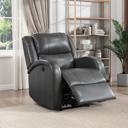 Mobilier de salon moderne 1 pièce Fauteuil inclinable électrique Revêtement en similicuir gris Siège moelleux Cadre en bois massif