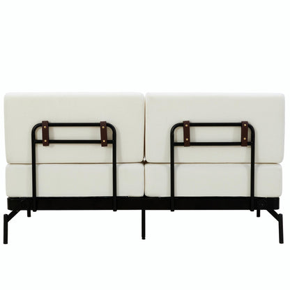 Canapé causeuse moderne 59 pouces, canapé 2 places avec ports USB flexibles et accoudoirs cylindriques uniques