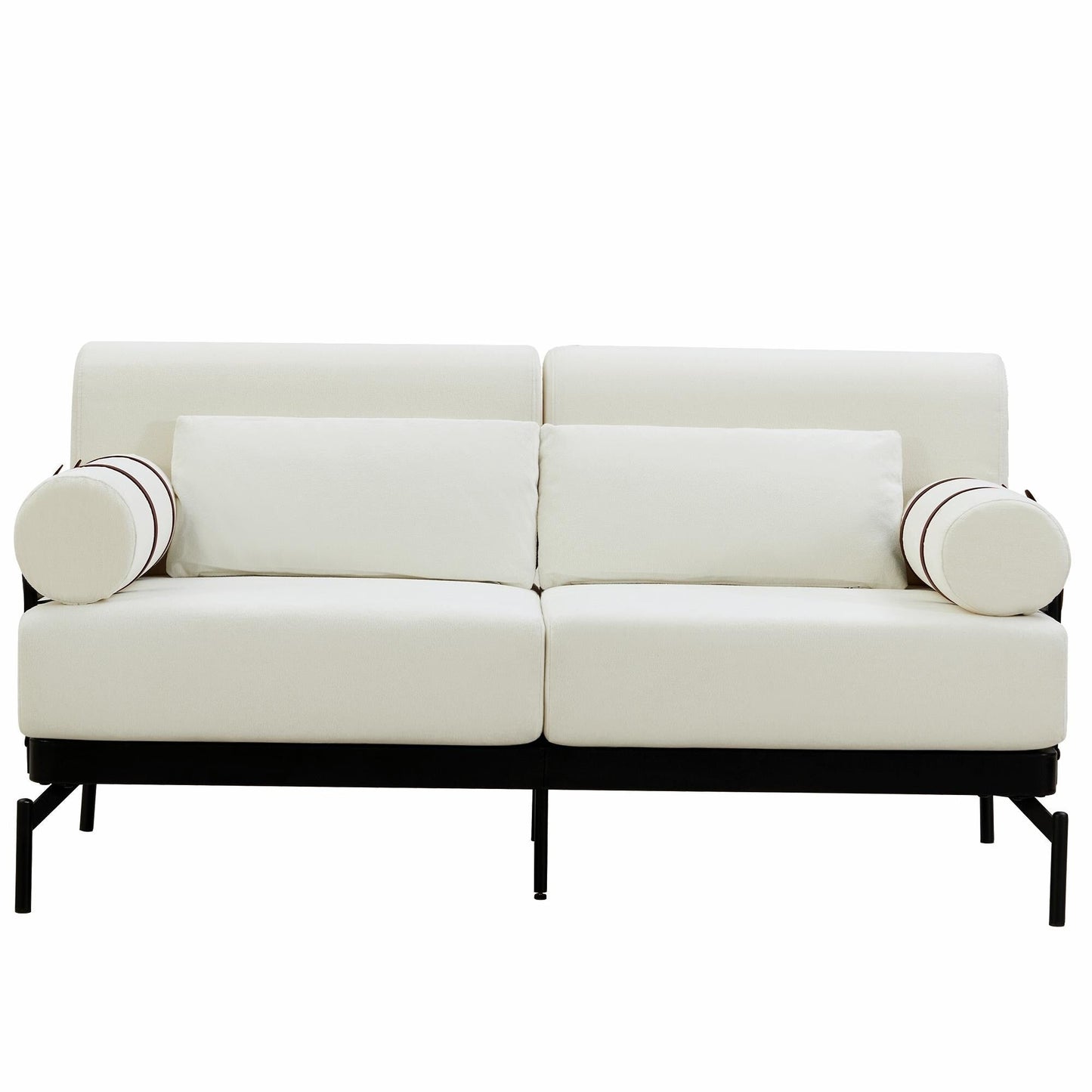 Canapé causeuse moderne 59 pouces, canapé 2 places avec ports USB flexibles et accoudoirs cylindriques uniques