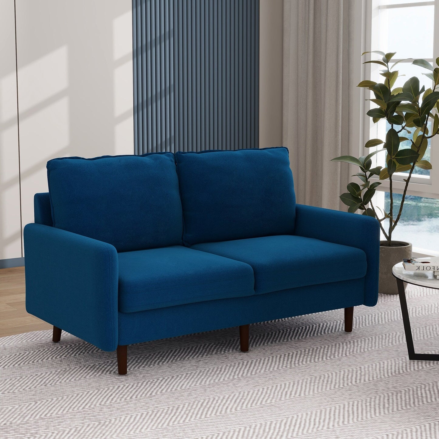 Canapé causeuse moderne en velours avec pieds en bois