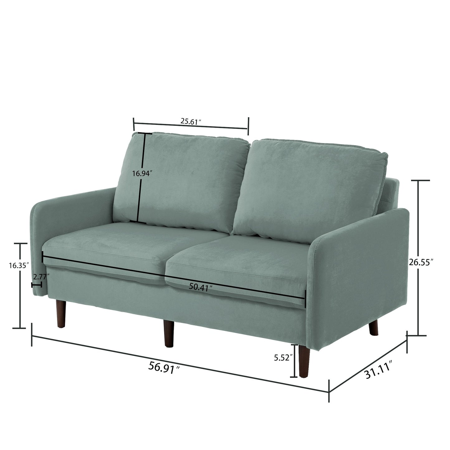 Canapé causeuse moderne en velours avec pieds en bois