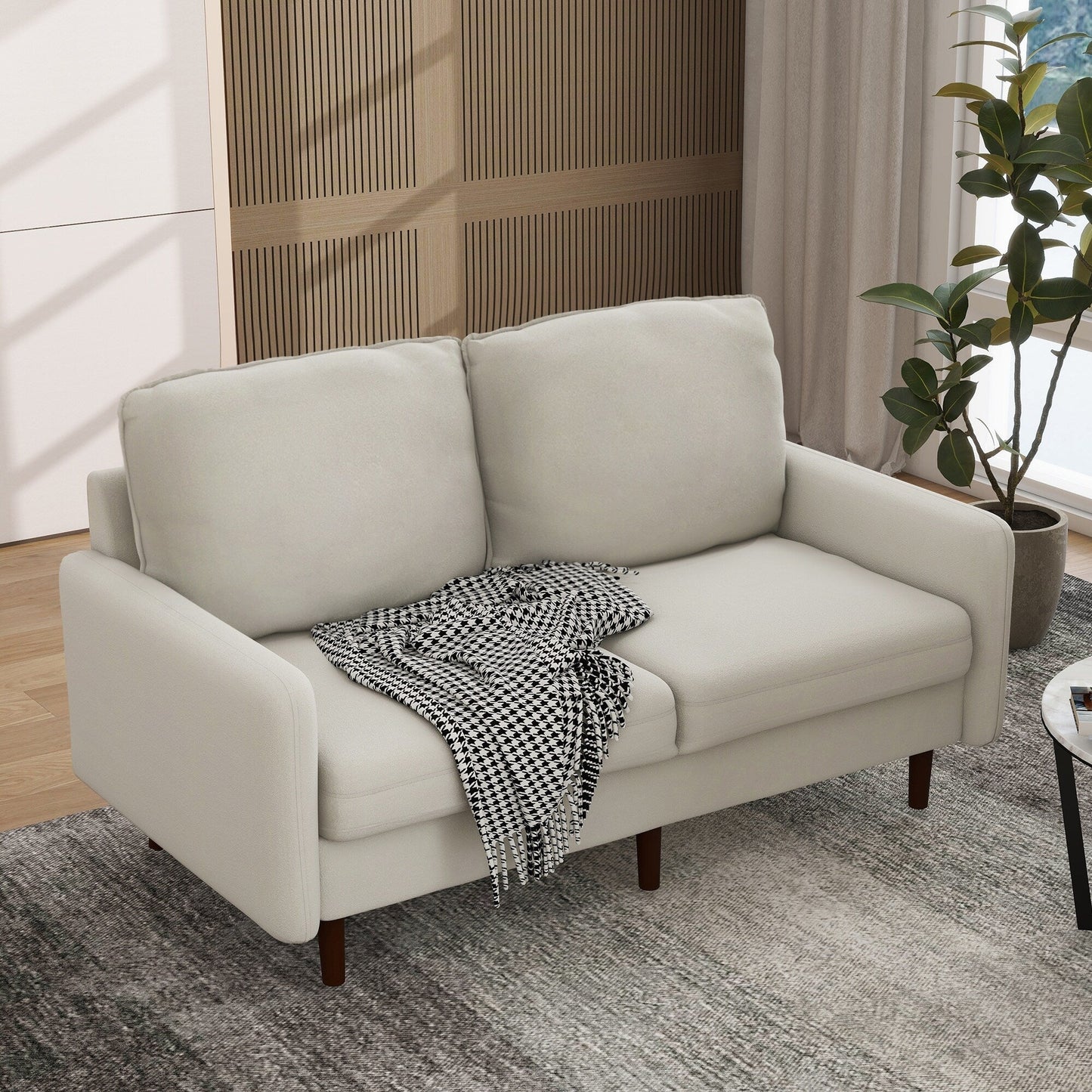 Canapé causeuse moderne en velours avec pieds en bois