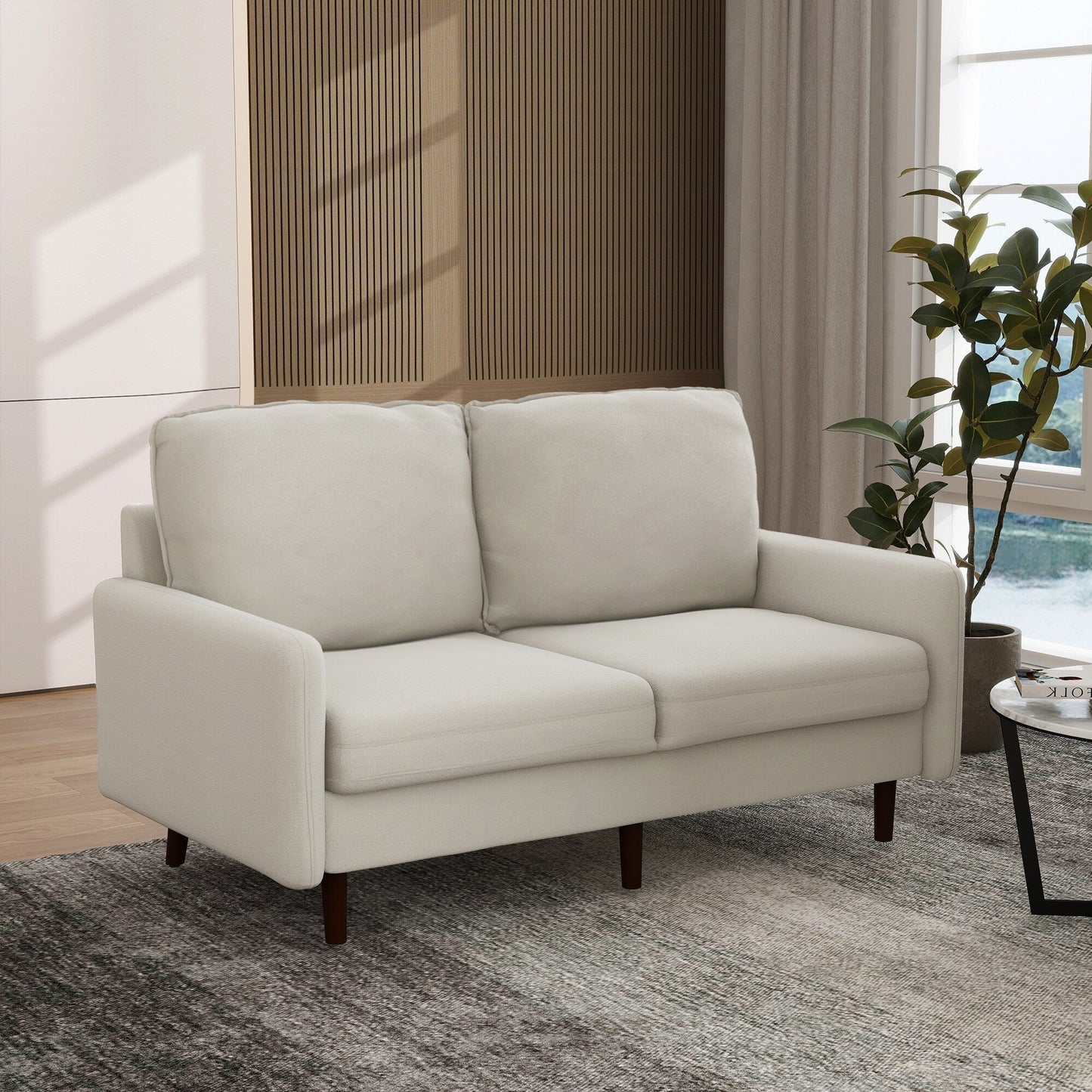 Canapé causeuse moderne en velours avec pieds en bois