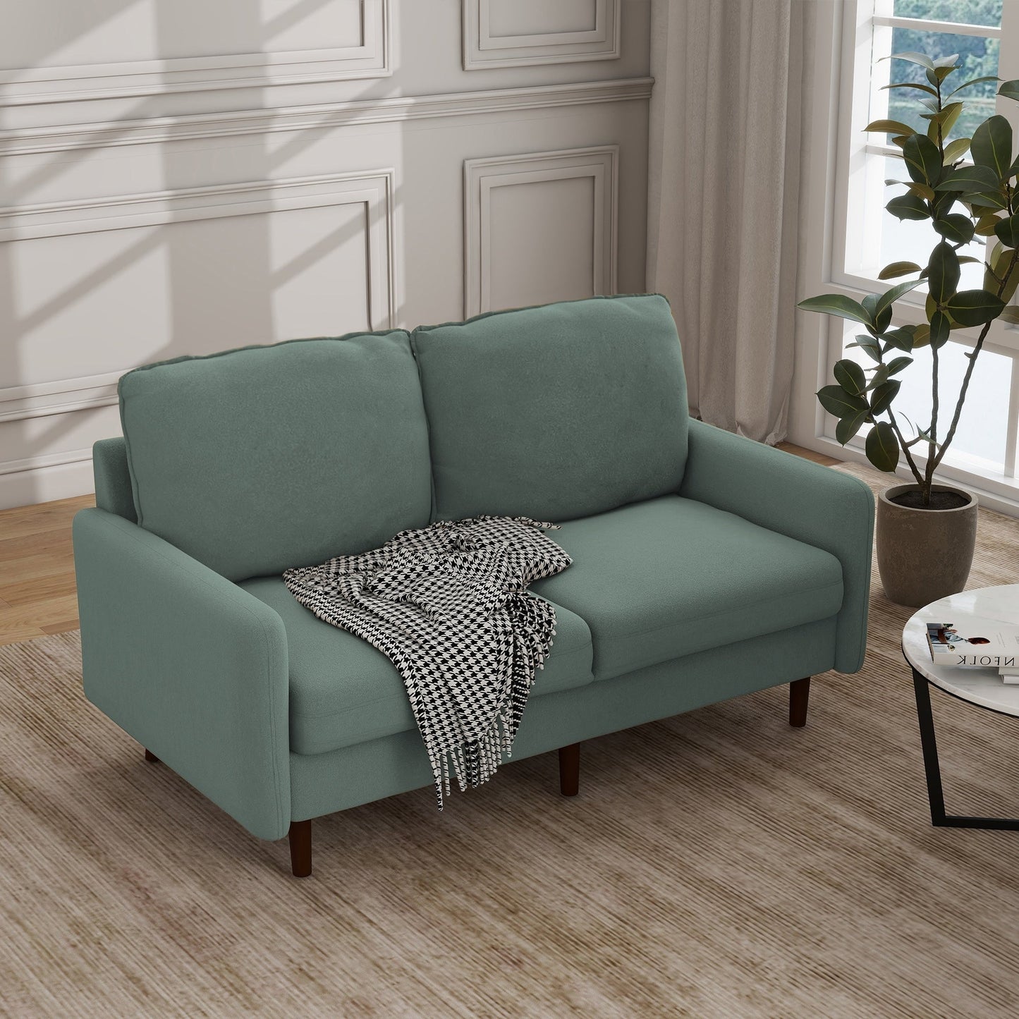 Canapé causeuse moderne en velours avec pieds en bois