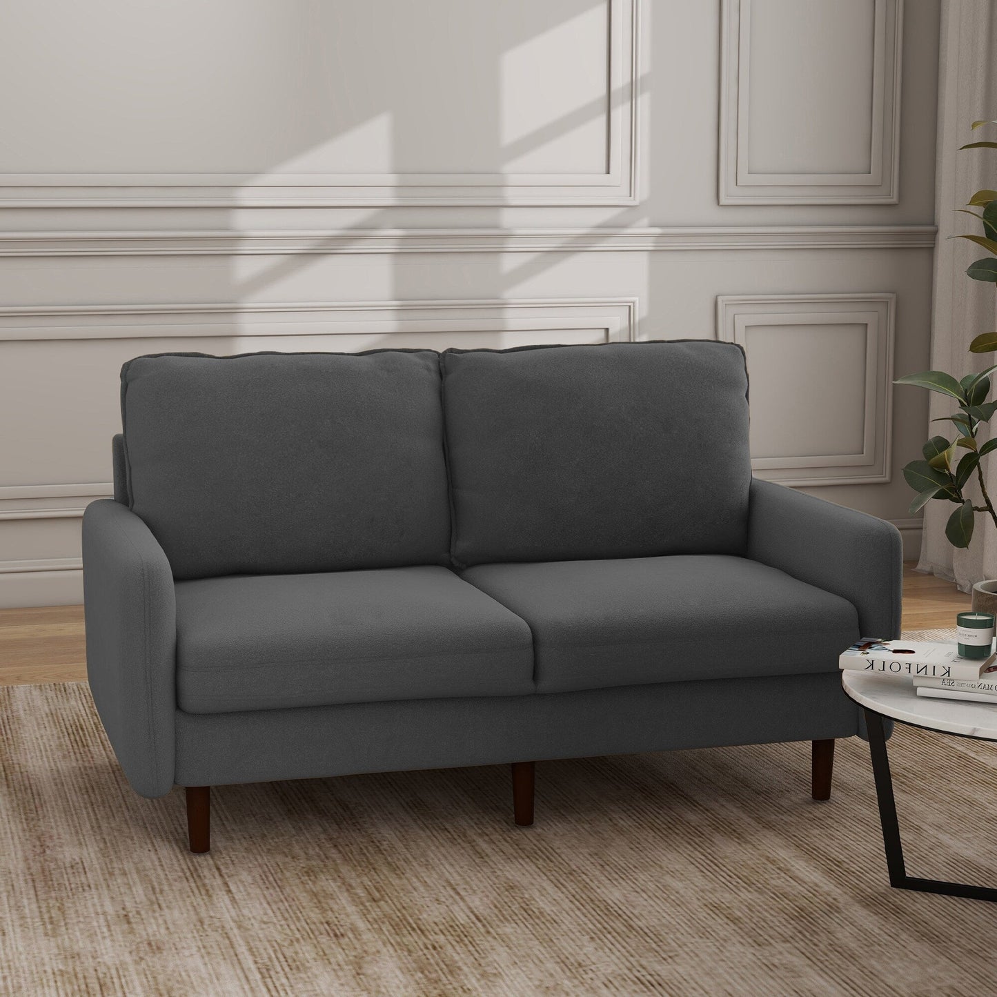 Canapé causeuse moderne en velours avec pieds en bois