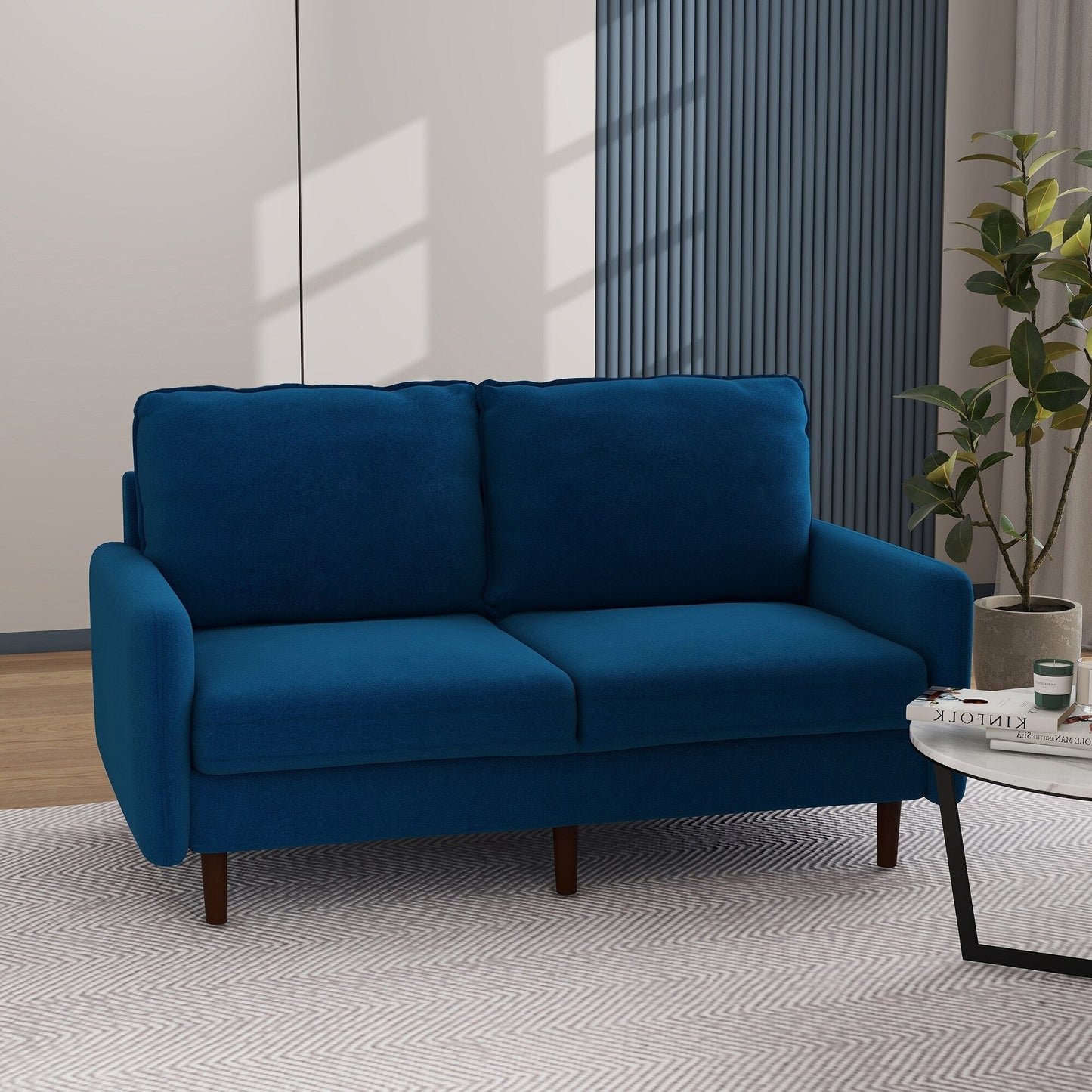 Canapé causeuse moderne en velours avec pieds en bois