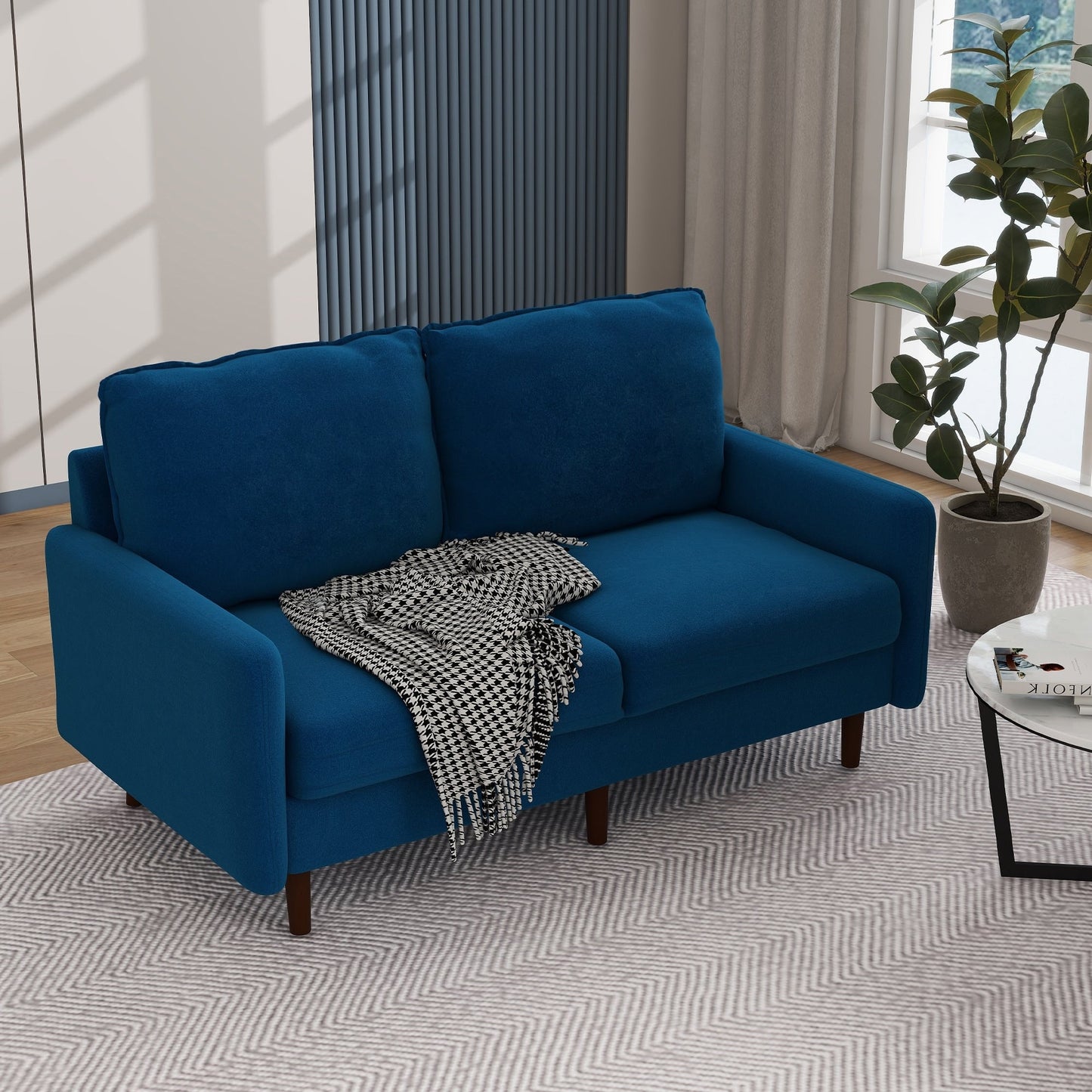 Canapé causeuse moderne en velours avec pieds en bois