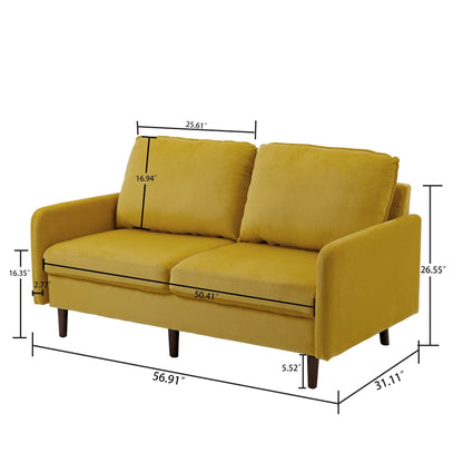 Canapé causeuse moderne en velours avec pieds en bois