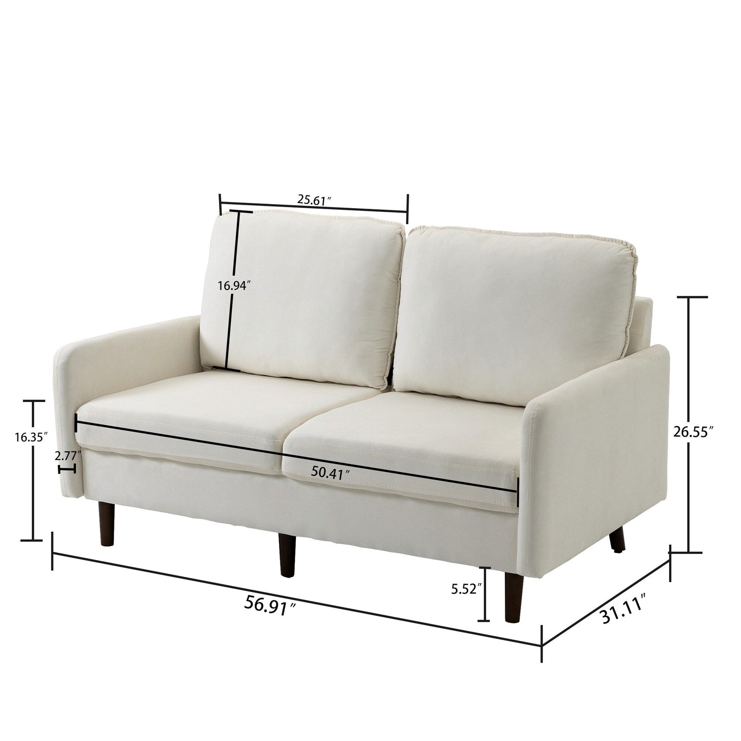 Canapé causeuse moderne en velours avec pieds en bois