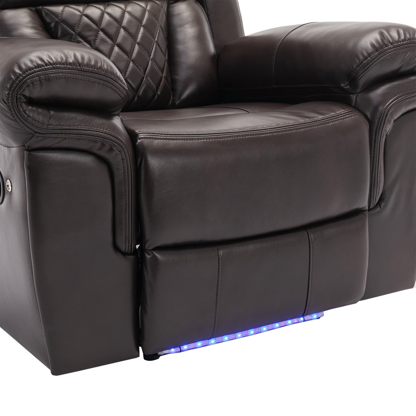 Fauteuil inclinable manuel moderne pour home cinéma avec bande lumineuse LED, dossier réglable et repose-pieds pour salon ou chambre