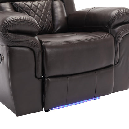 Fauteuil inclinable manuel moderne pour home cinéma avec bande lumineuse LED, dossier réglable et repose-pieds pour salon ou chambre
