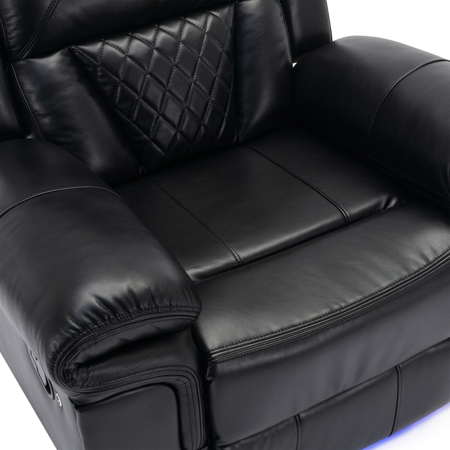 Fauteuil inclinable manuel moderne pour home cinéma avec bande lumineuse LED, dossier réglable et repose-pieds pour salon ou chambre
