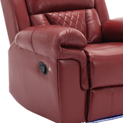 Fauteuil inclinable manuel moderne pour home cinéma avec bande lumineuse LED, dossier réglable et repose-pieds pour salon ou chambre