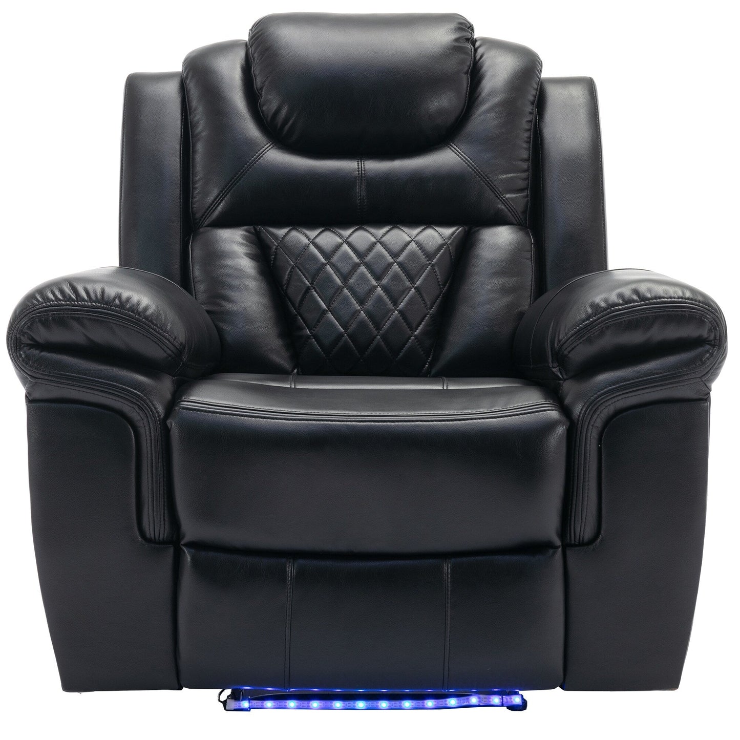Fauteuil inclinable manuel moderne pour home cinéma avec bande lumineuse LED, dossier réglable et repose-pieds pour salon ou chambre