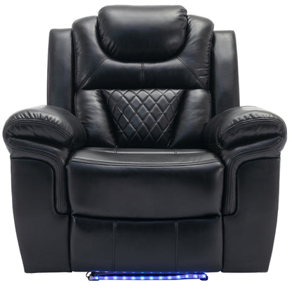Fauteuil inclinable manuel moderne pour home cinéma avec bande lumineuse LED, dossier réglable et repose-pieds pour salon ou chambre