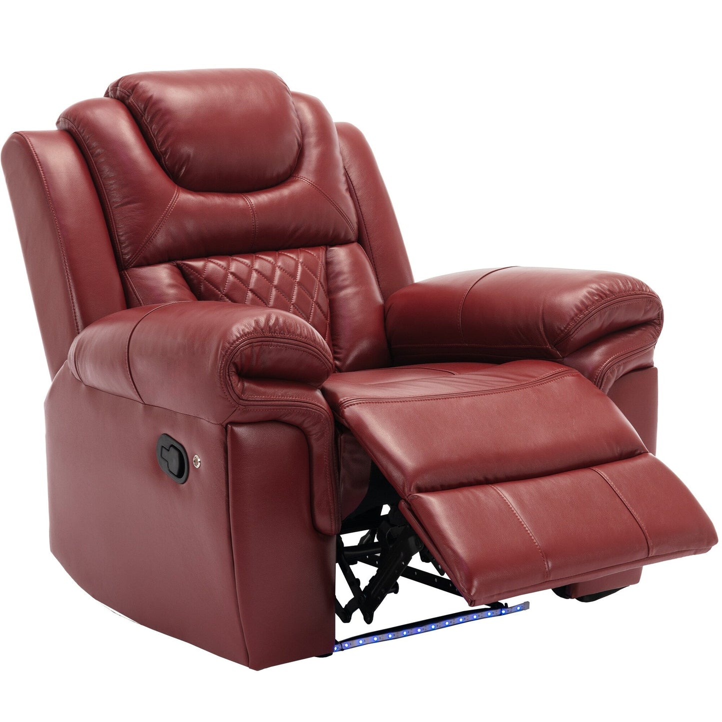 Fauteuil inclinable manuel moderne pour home cinéma avec bande lumineuse LED, dossier réglable et repose-pieds pour salon ou chambre