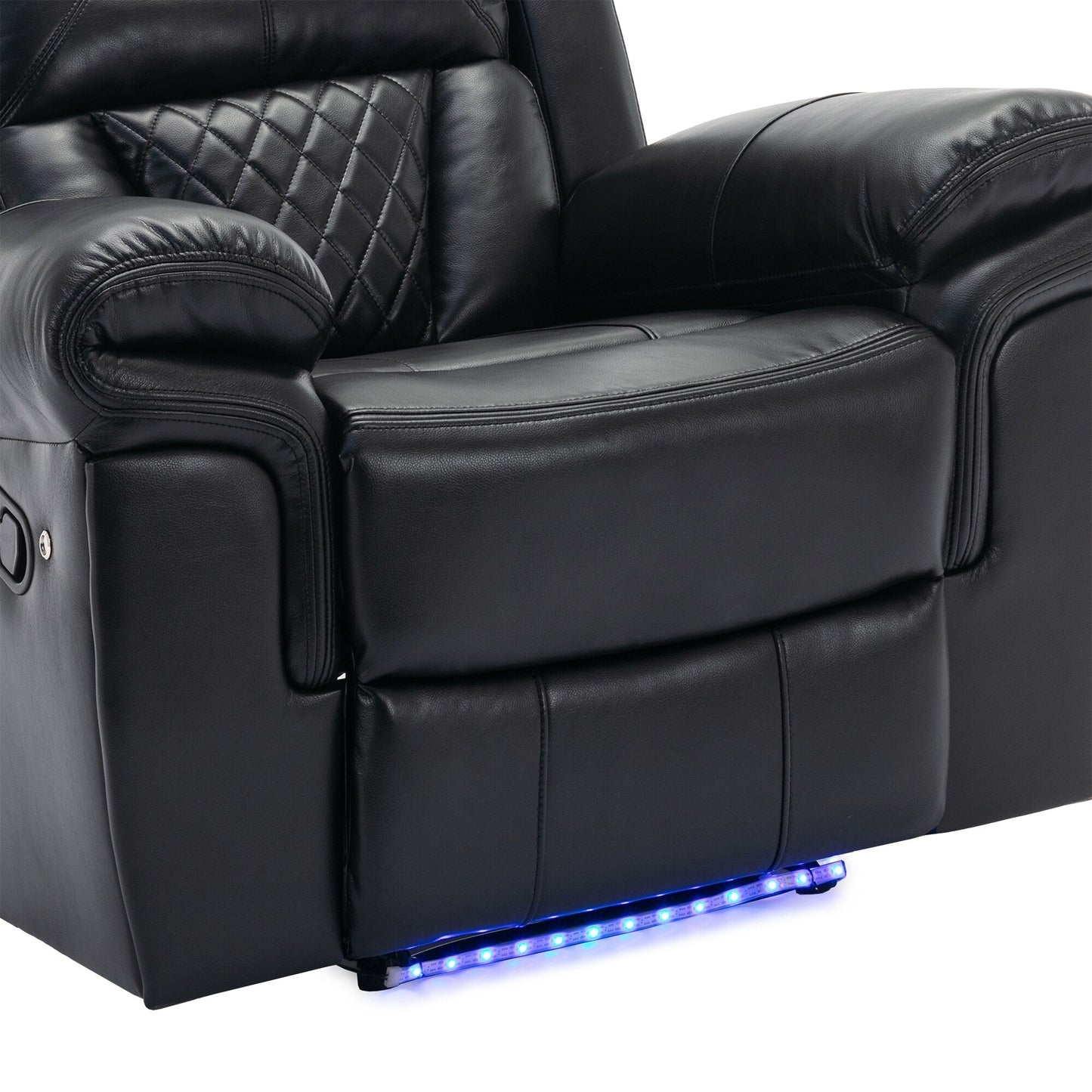 Fauteuil inclinable manuel moderne pour home cinéma avec bande lumineuse LED, dossier réglable et repose-pieds pour salon ou chambre