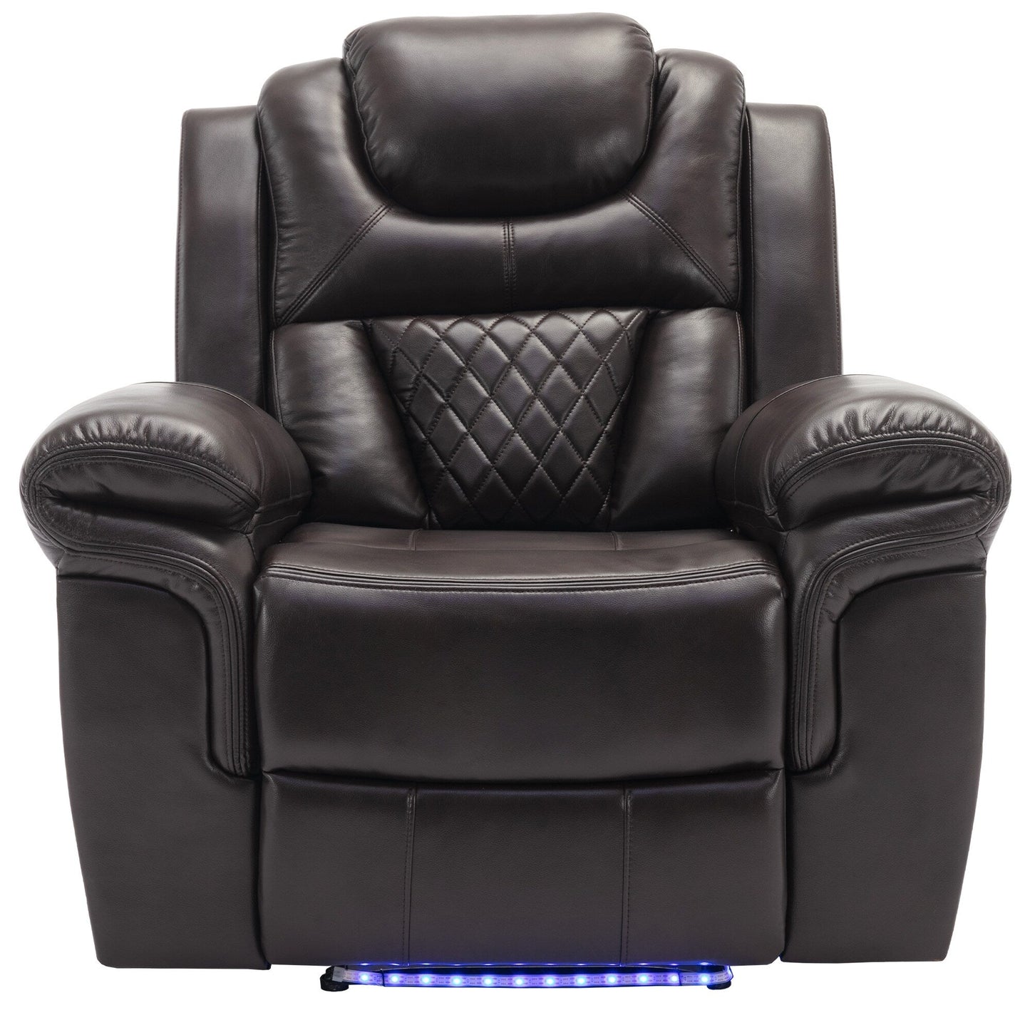 Fauteuil inclinable manuel moderne pour home cinéma avec bande lumineuse LED, dossier réglable et repose-pieds pour salon ou chambre