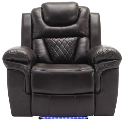 Fauteuil inclinable manuel moderne pour home cinéma avec bande lumineuse LED, dossier réglable et repose-pieds pour salon ou chambre