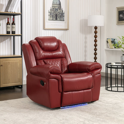 Fauteuil inclinable manuel moderne pour home cinéma avec bande lumineuse LED, dossier réglable et repose-pieds pour salon ou chambre