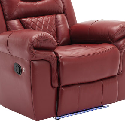 Fauteuil inclinable manuel moderne pour home cinéma avec bande lumineuse LED, dossier réglable et repose-pieds pour salon ou chambre