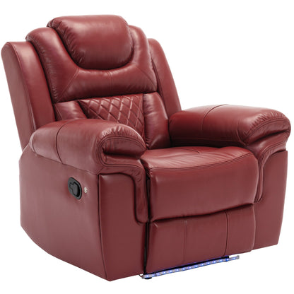 Fauteuil inclinable manuel moderne pour home cinéma avec bande lumineuse LED, dossier réglable et repose-pieds pour salon ou chambre