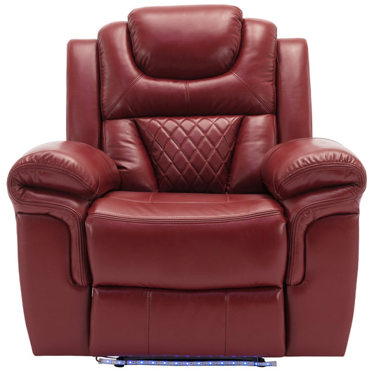 Fauteuil inclinable manuel moderne pour home cinéma avec bande lumineuse LED, dossier réglable et repose-pieds pour salon ou chambre