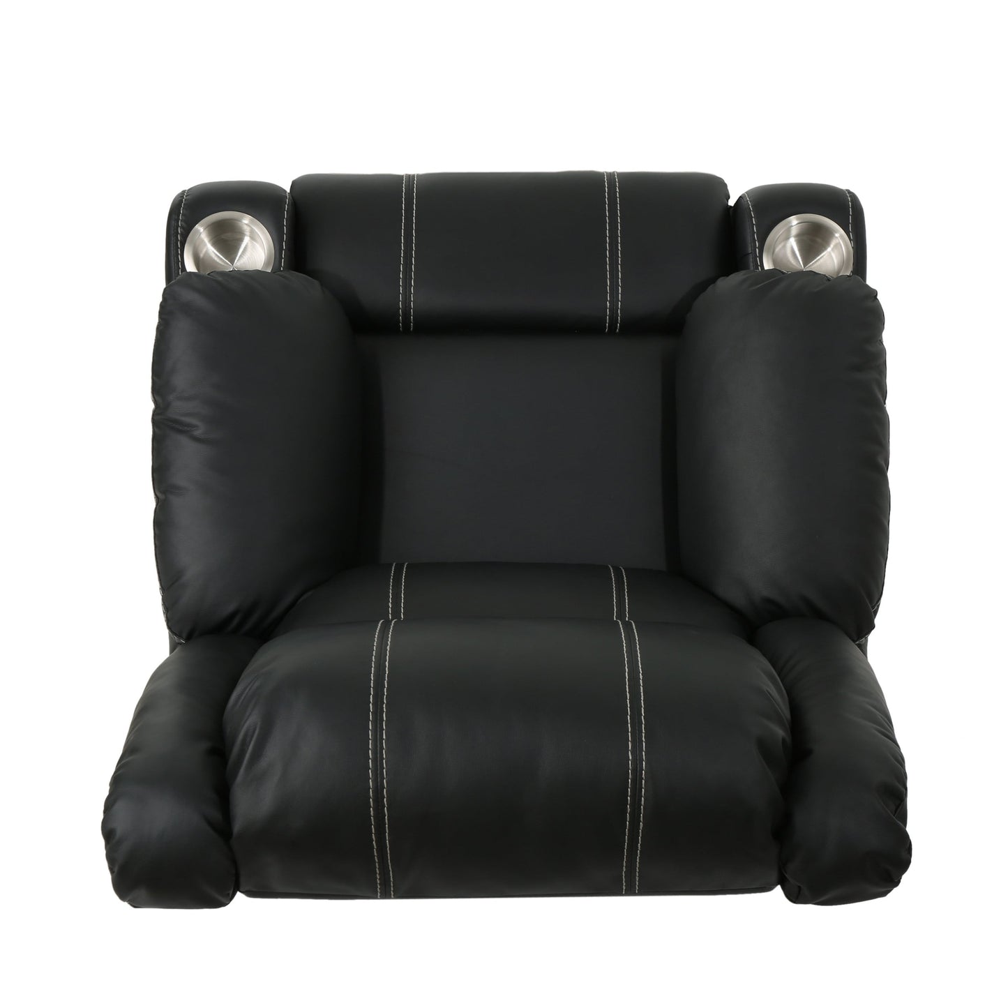 Fauteuil inclinable manuel moderne avec cuir synthétique moelleux, porte-gobelets en acier intégrés et inclinaison réglable