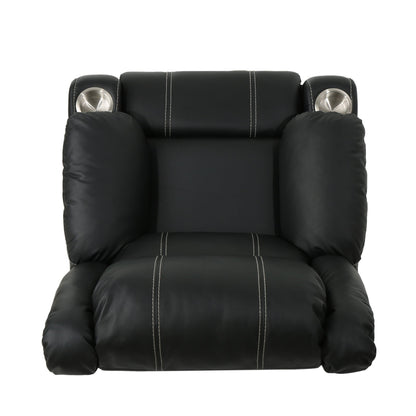 Fauteuil inclinable manuel moderne avec cuir synthétique moelleux, porte-gobelets en acier intégrés et inclinaison réglable