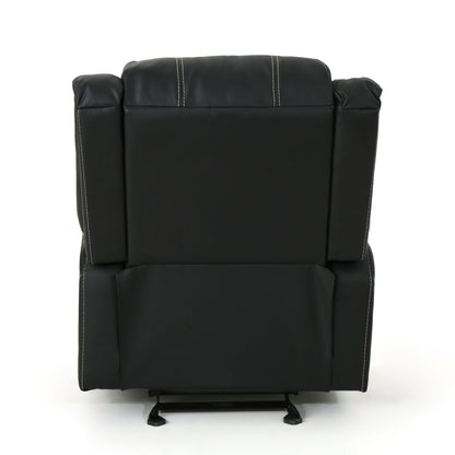 Fauteuil inclinable manuel moderne avec cuir synthétique moelleux, porte-gobelets en acier intégrés et inclinaison réglable