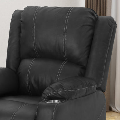 Fauteuil inclinable manuel moderne avec cuir synthétique moelleux, porte-gobelets en acier intégrés et inclinaison réglable