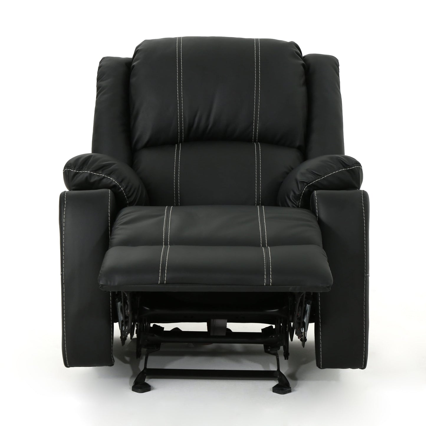 Fauteuil inclinable manuel moderne avec cuir synthétique moelleux, porte-gobelets en acier intégrés et inclinaison réglable