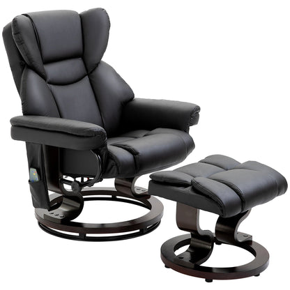 Fauteuil de massage inclinable moderne, réglable en cuir PU, pivotant à 360°, avec repose-pieds et télécommande