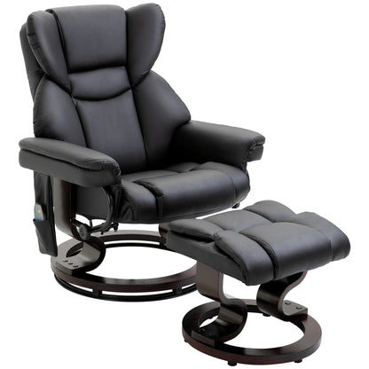Fauteuil de massage inclinable moderne, réglable en cuir PU, pivotant à 360°, avec repose-pieds et télécommande