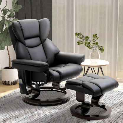 Fauteuil de massage inclinable moderne, réglable en cuir PU, pivotant à 360°, avec repose-pieds et télécommande