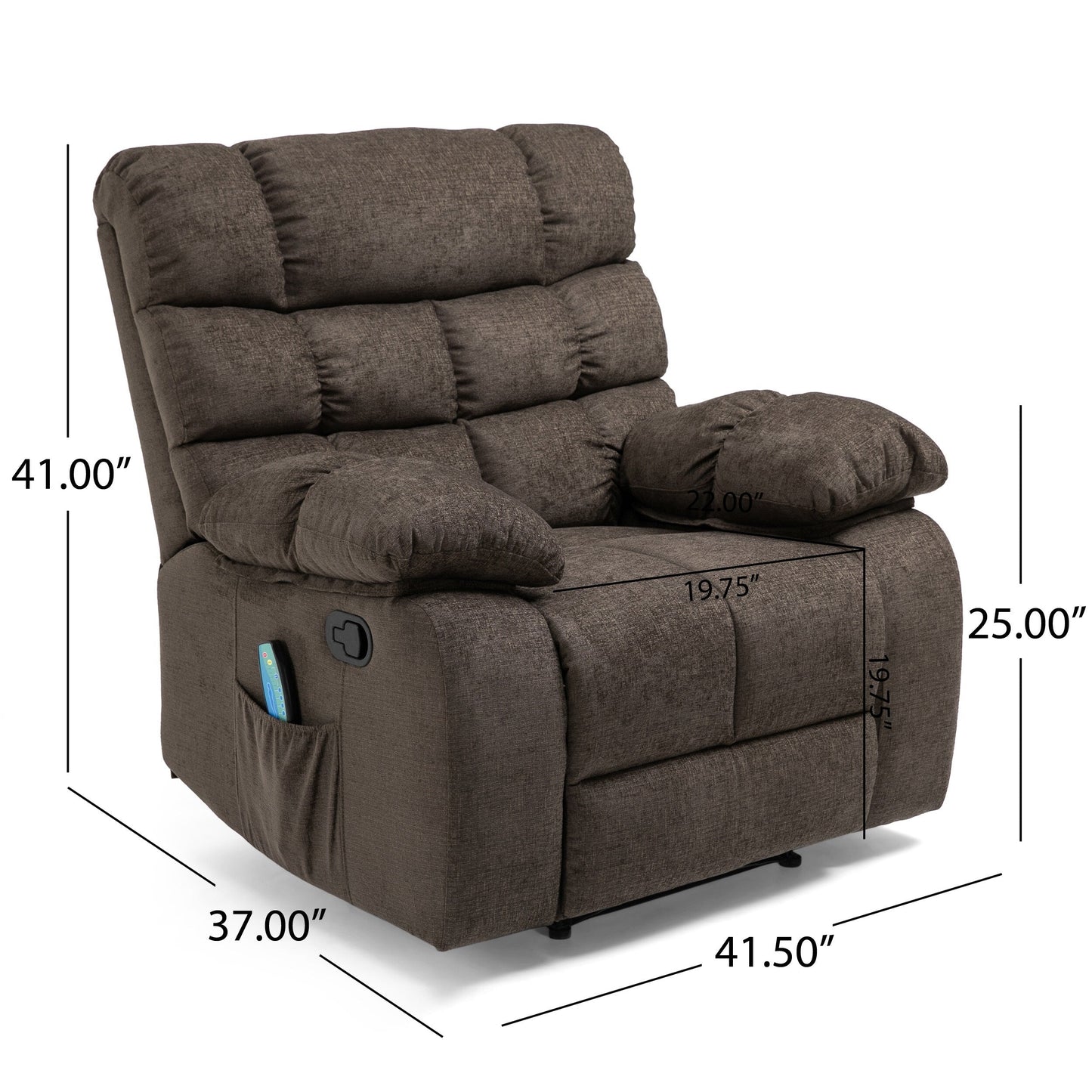 Fauteuil de massage inclinable moderne avec coussins capitonnés et inclinaison manuelle