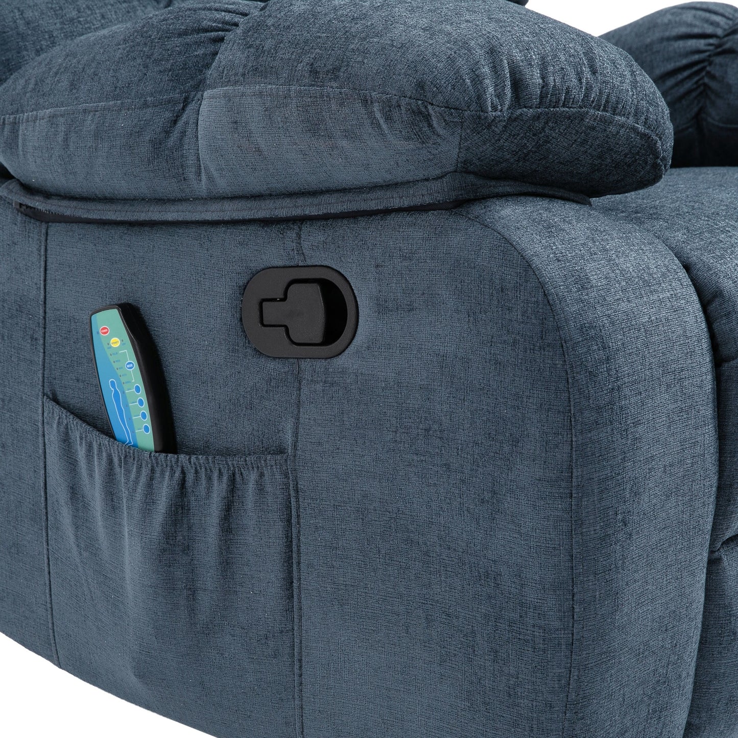 Fauteuil de massage inclinable moderne avec coussins capitonnés et inclinaison manuelle
