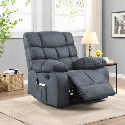 Fauteuil de massage inclinable moderne avec coussins capitonnés et inclinaison manuelle