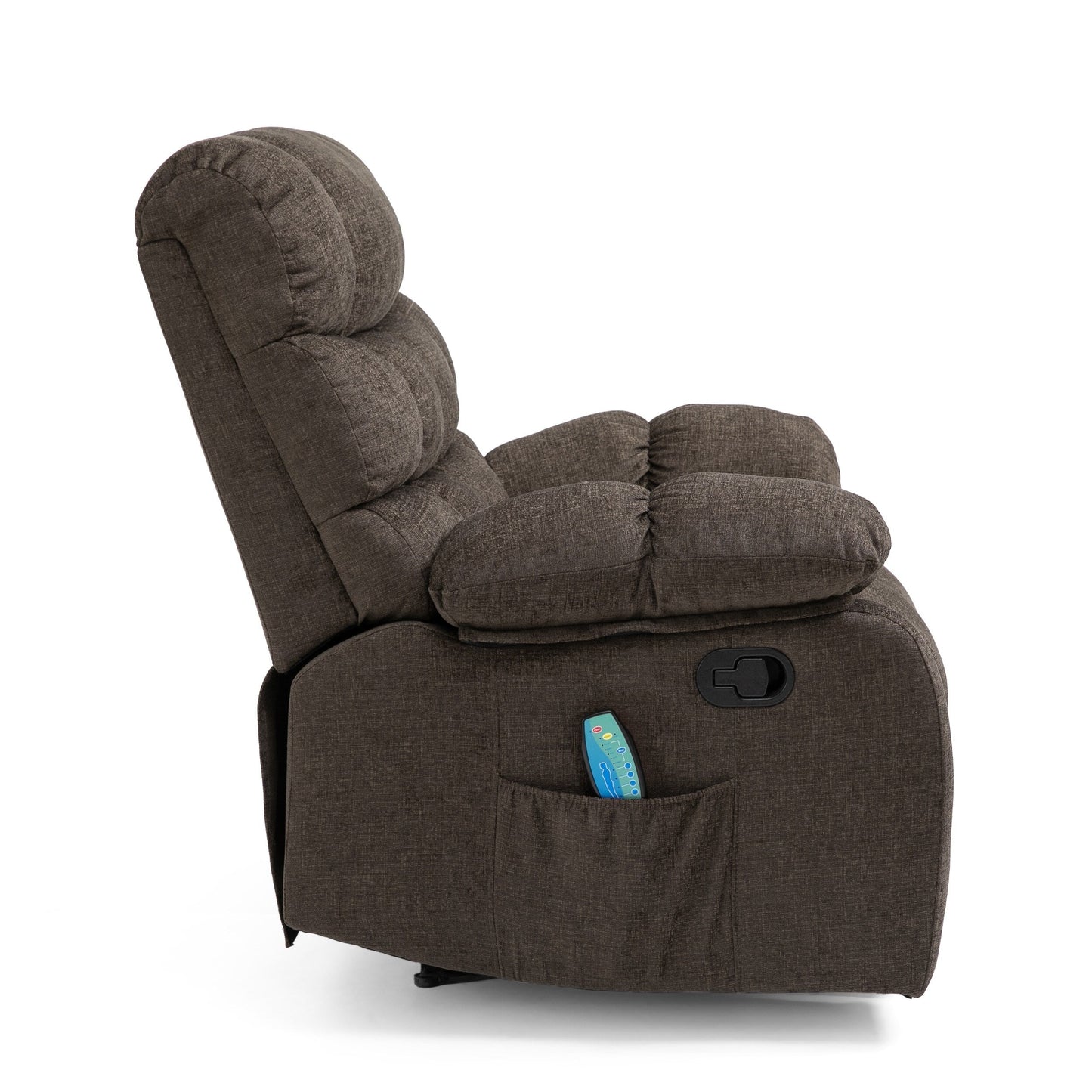 Fauteuil de massage inclinable moderne avec coussins capitonnés et inclinaison manuelle