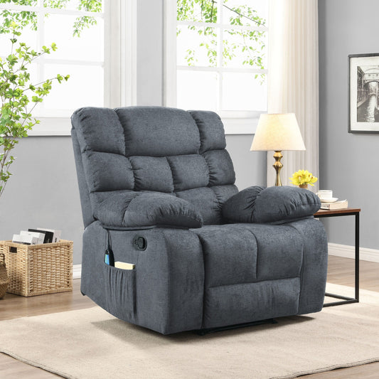 Fauteuil de massage inclinable moderne avec coussins capitonnés et inclinaison manuelle