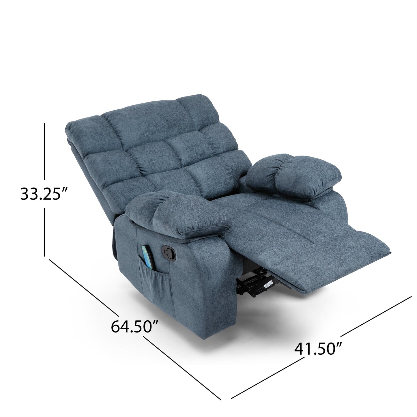 Fauteuil de massage inclinable moderne avec coussins capitonnés et inclinaison manuelle